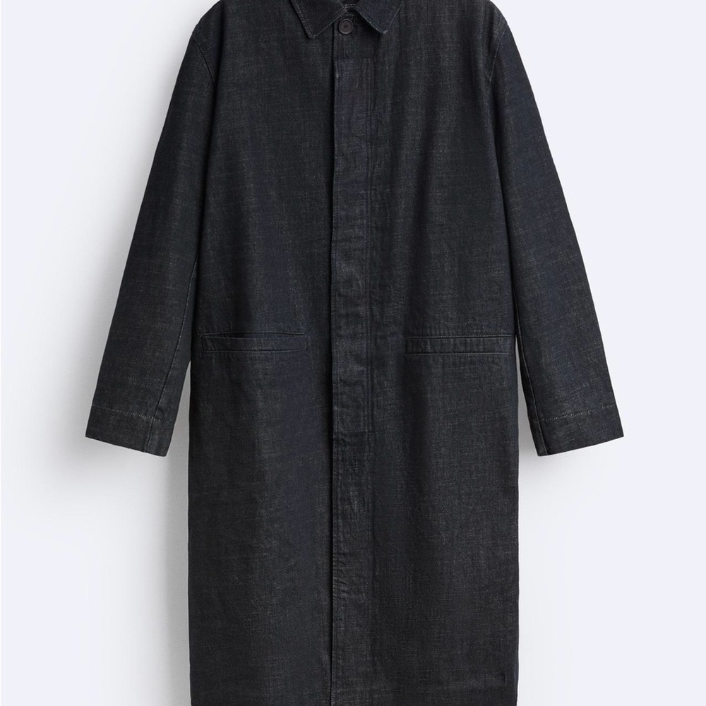 Zara size S-M Men's Black oversized trench Coat - Minimal Button-Up Overcoat